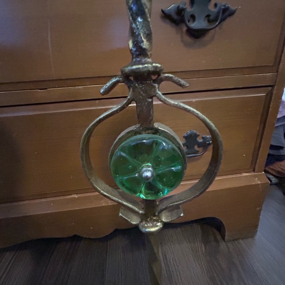 Brass and Green Candle Holders- pair - Picture 3 of 11